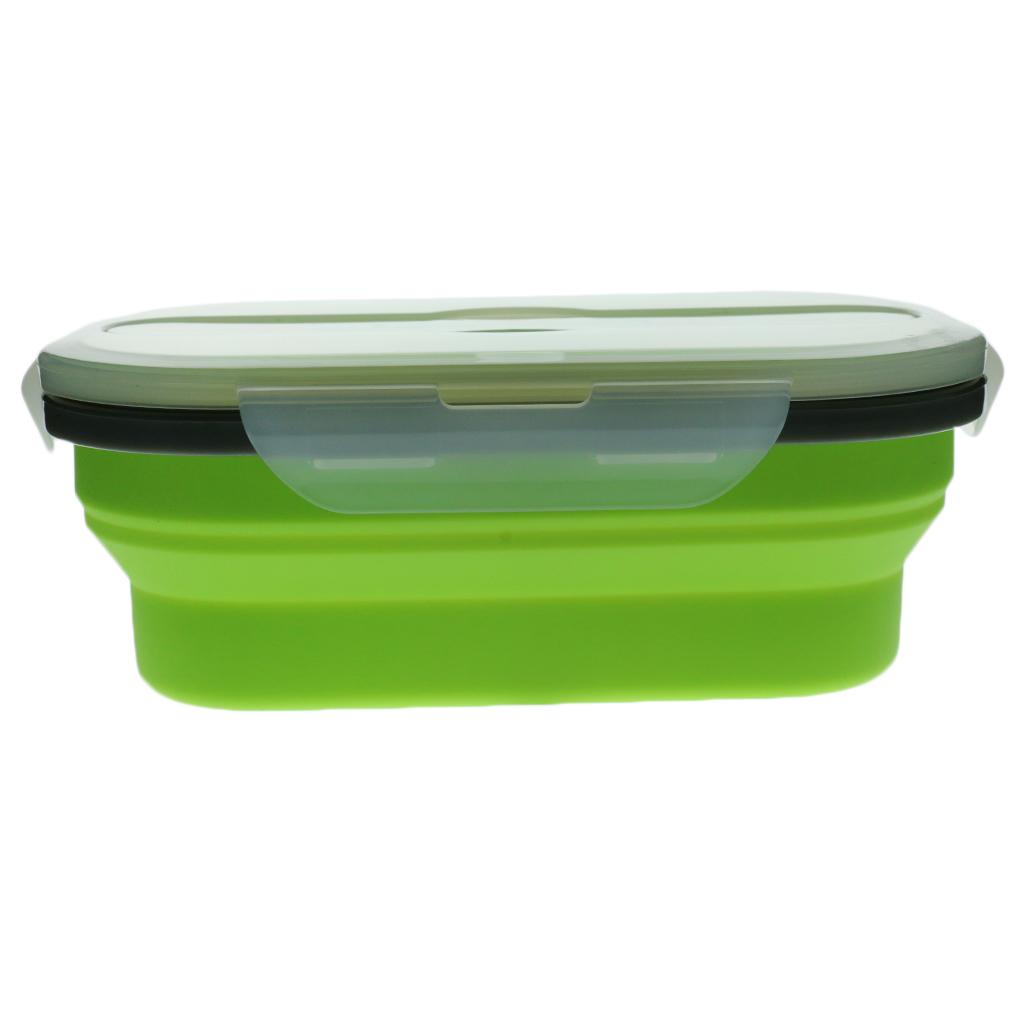 Silicone Plastic Lunch Box Picnic Bento Container  Food Storage Box Green