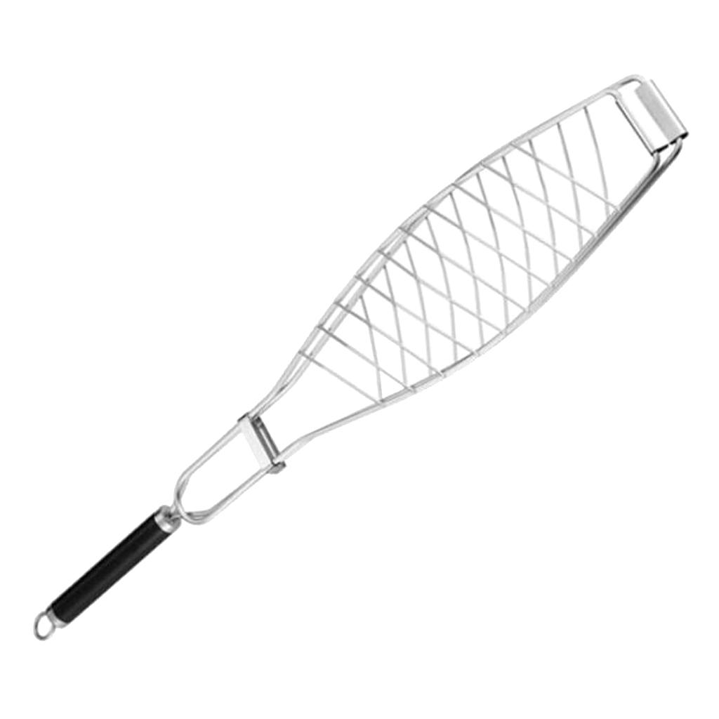 Stainless Steel Barbecue Net BBQ Grill Cooking Double Layer Mesh Tong 730mm