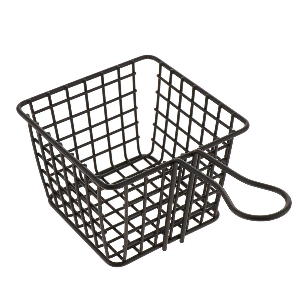Metal Iron Mesh Strainer Fry Basket Kitchen Colander Sifter Black S