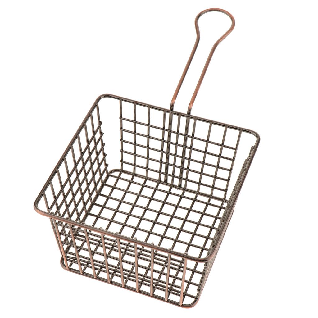 Metal Iron Mesh Strainer Fry Basket Kitchen Colander Sifter Bronze L