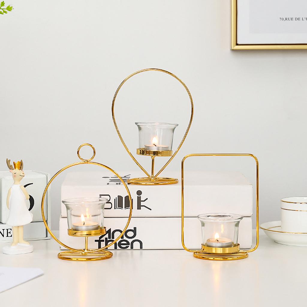 Tealight Candle Holder Geometric Candlestick Crafts Decor Rectangle Shape