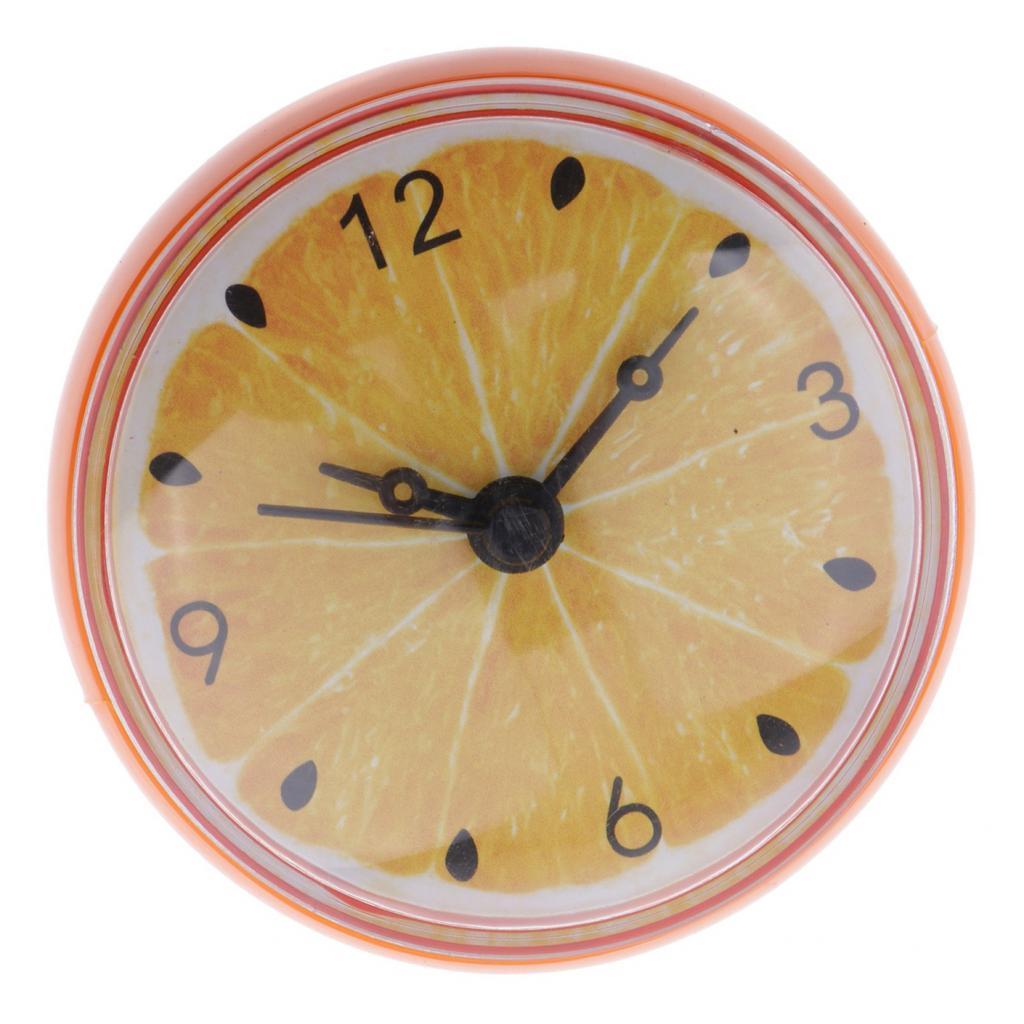 Silicone Waterproof Kitchen Bathroom Bath Shower Suction Cup Clock Orange