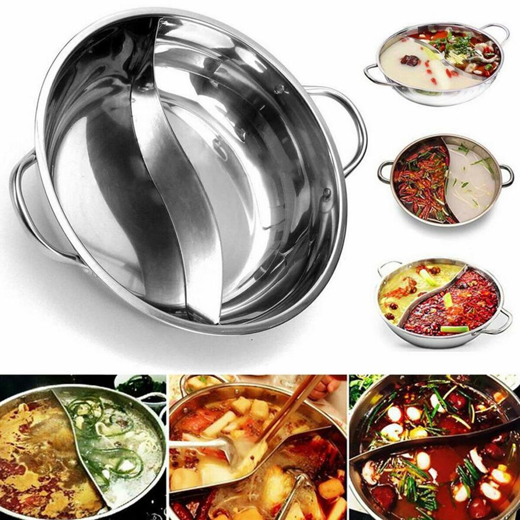 Stainless Steel Chinese Hot Pot Dual Site Household Kitchen Cookware 32cm