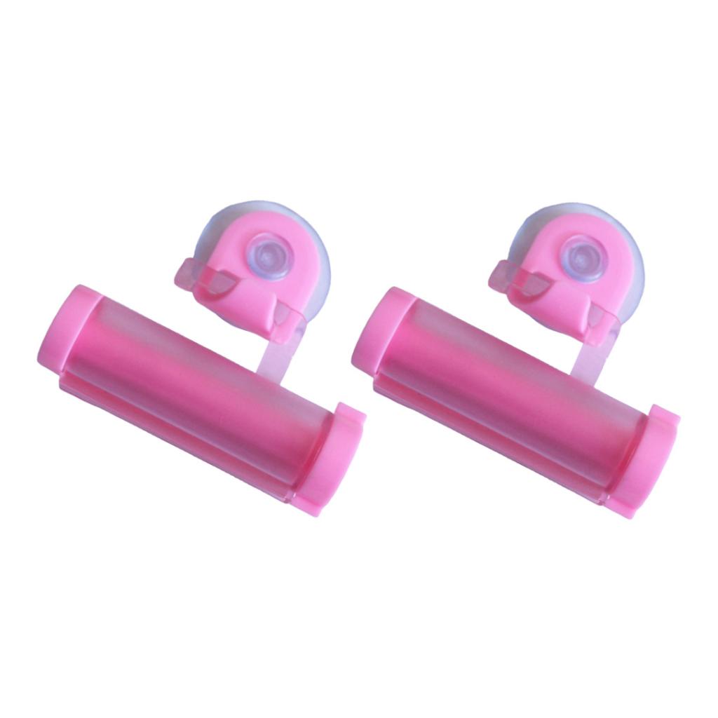 2pcs Durable Toothpaste Tube Squeezer Wringer Roller Dispenser Pink