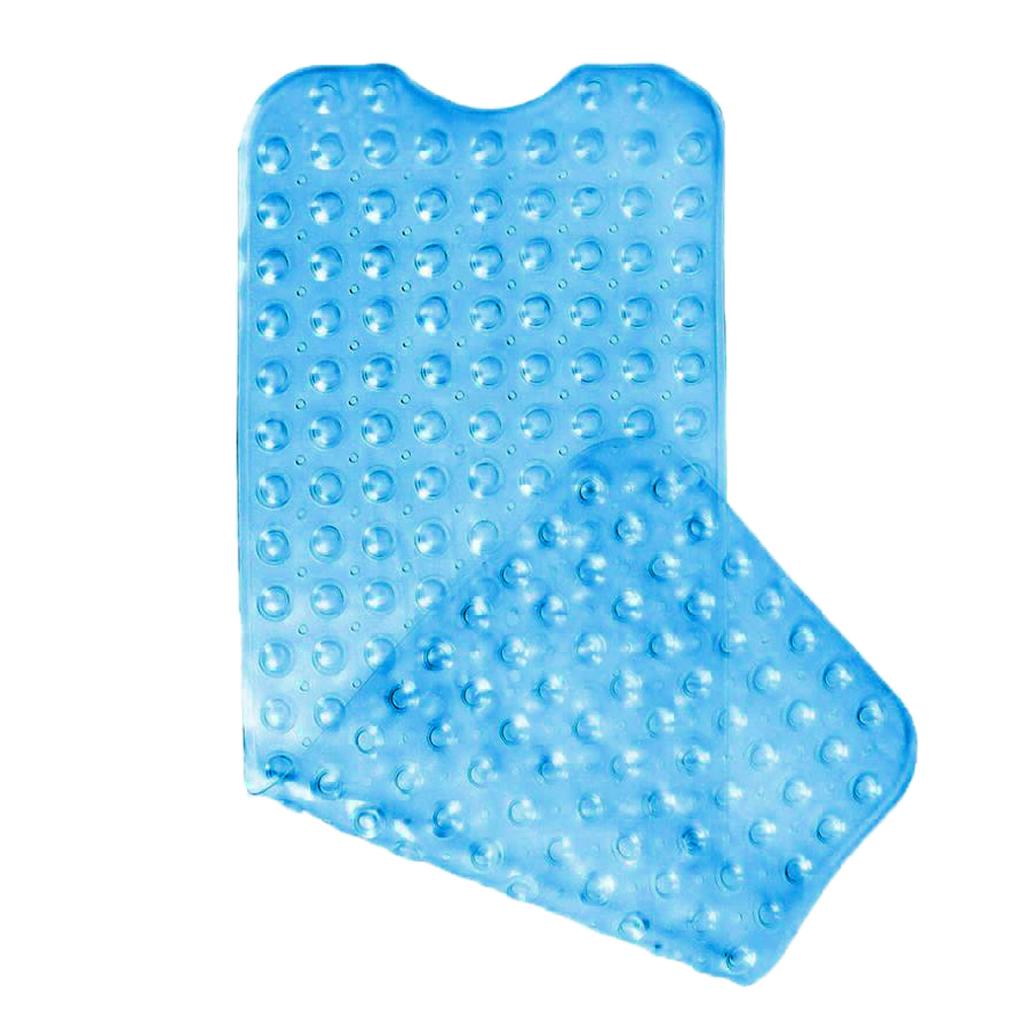 Bath Tub Shower Mat Non-Slip with Drain Holes Suction Cups Blue