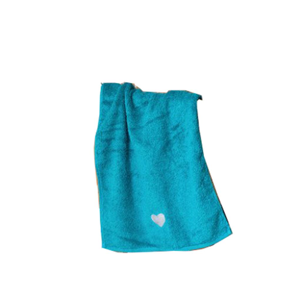 Small Fresh Love Heart Embroidery Pure Cotton Towel Bath Towel Blue