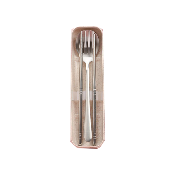 Portable Stainless Steel Spoon Chopsticks with Box Tableware Set Wood