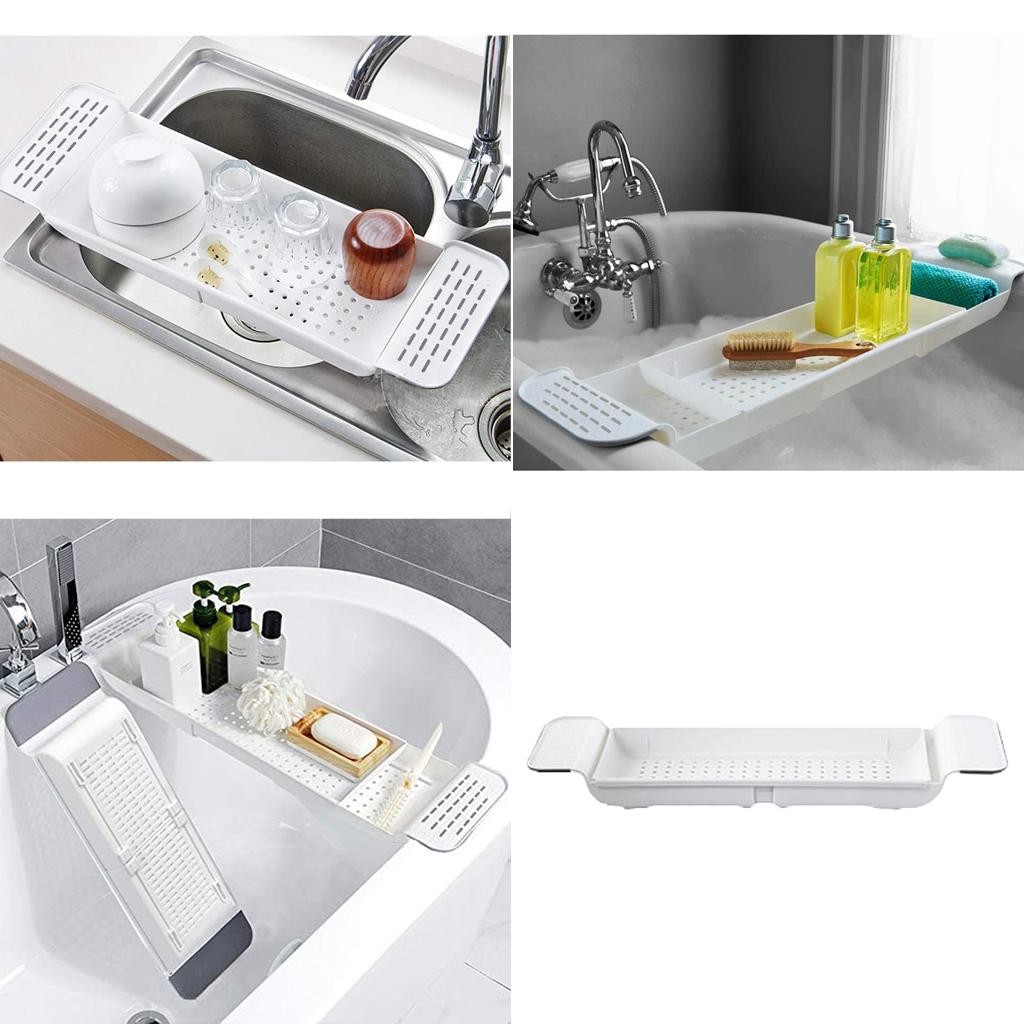 Plastic Bath Tray Bathtub Holder Non-Slip Telescopic Bathtub Caddy 