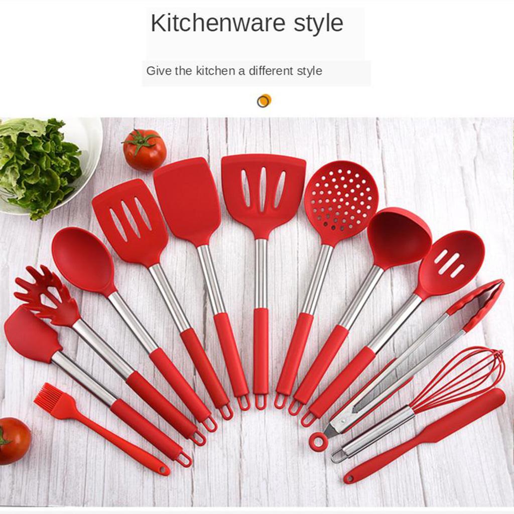 13PCS Silicone Kitchen Cookware Kitchen Cooking Baking Tool with Hook Black