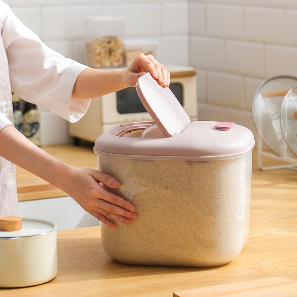 6KG Large Rice Storage Container Cereal Dispenser Grain Box  Pink