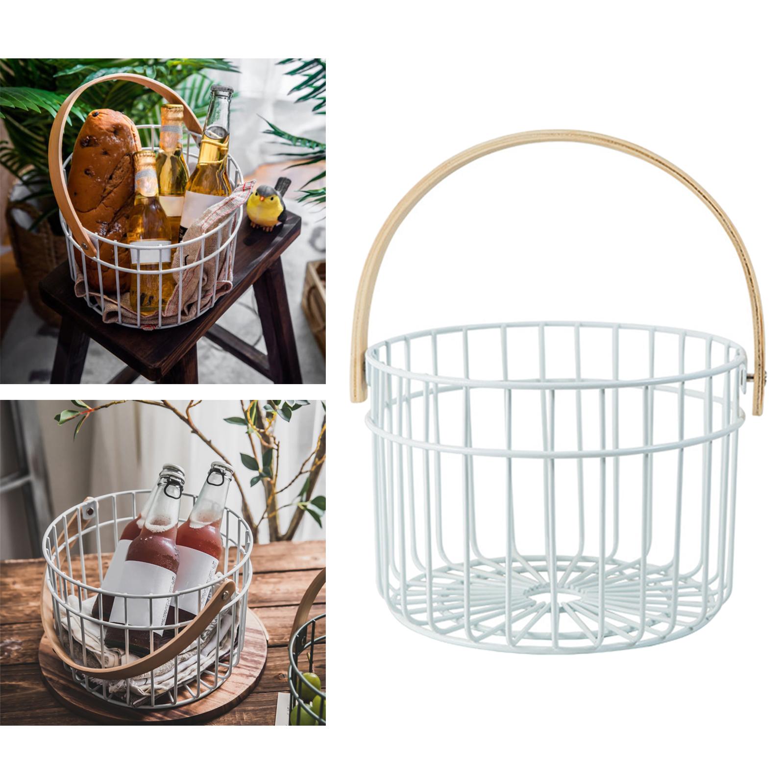 Metal Wire Egg Basket for Collecting Chicken Eggs Holder White L