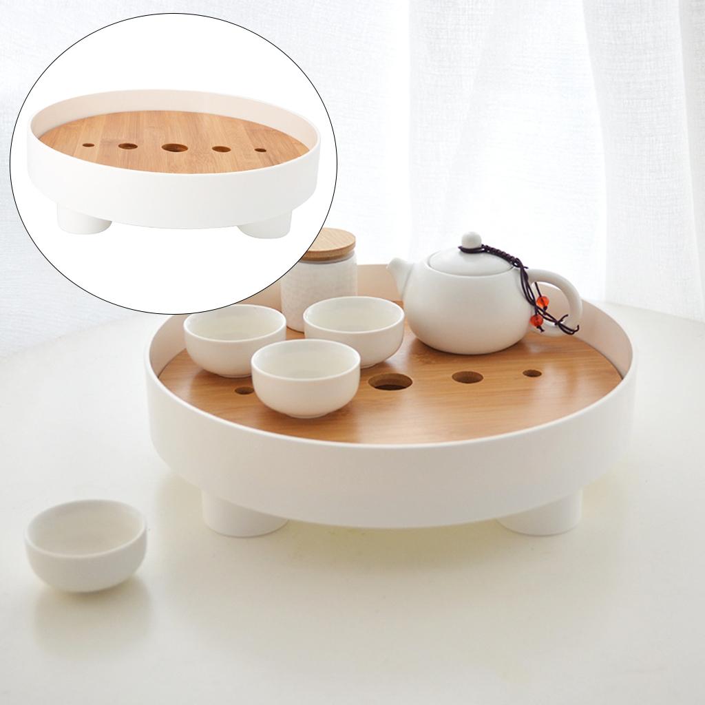 Round Serving Tray Tea Fruit Organizer Storage Basket Serving Tray White