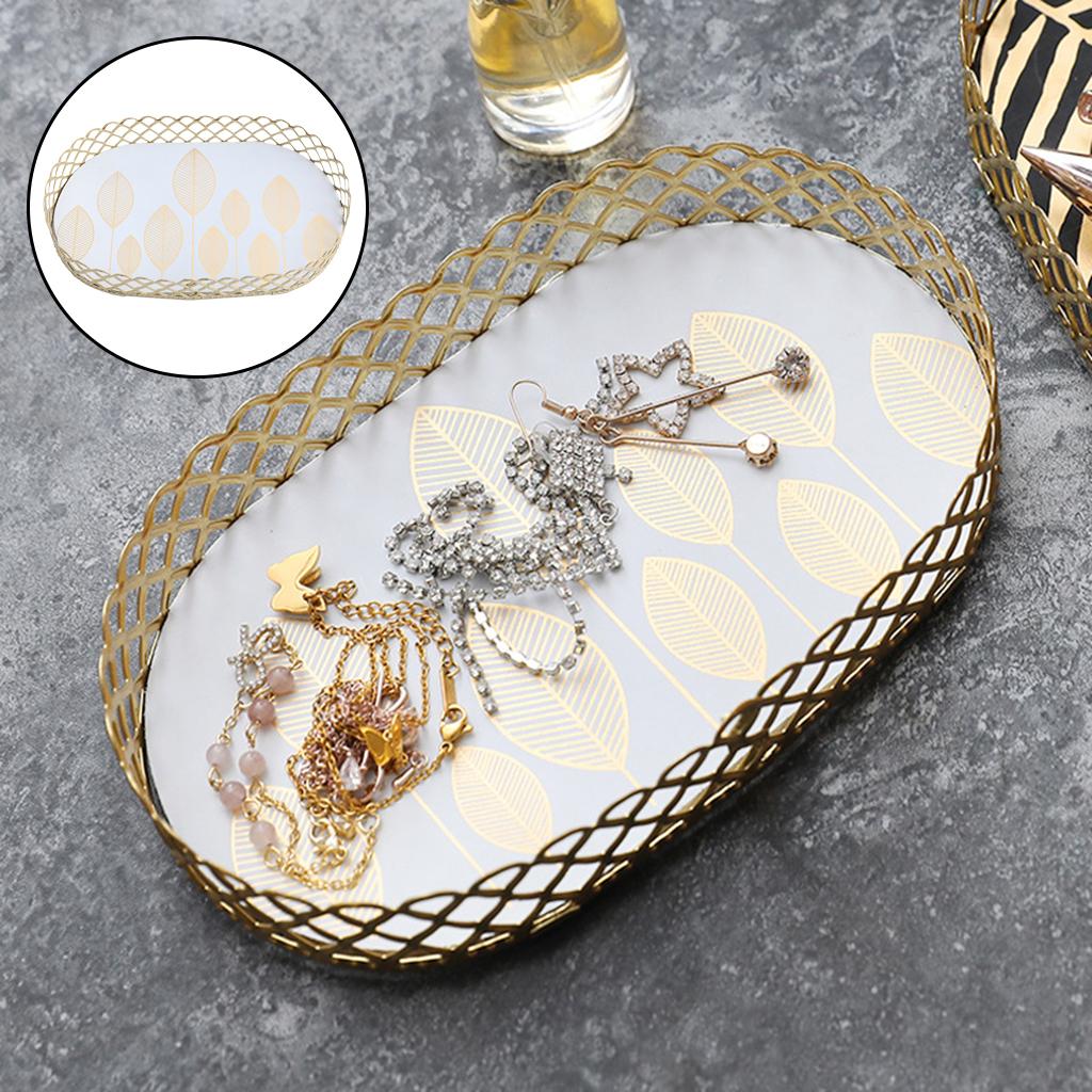 Storage Tray Cosmetic Storage Box Makeup Tray for Home Dresser Organizer White Small leaves