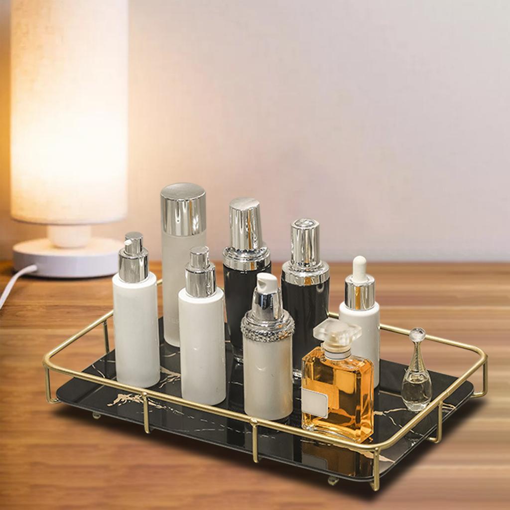 Bathroom Shelf Makeup Organizer Storage Rack for Cosmetic  Black Golden