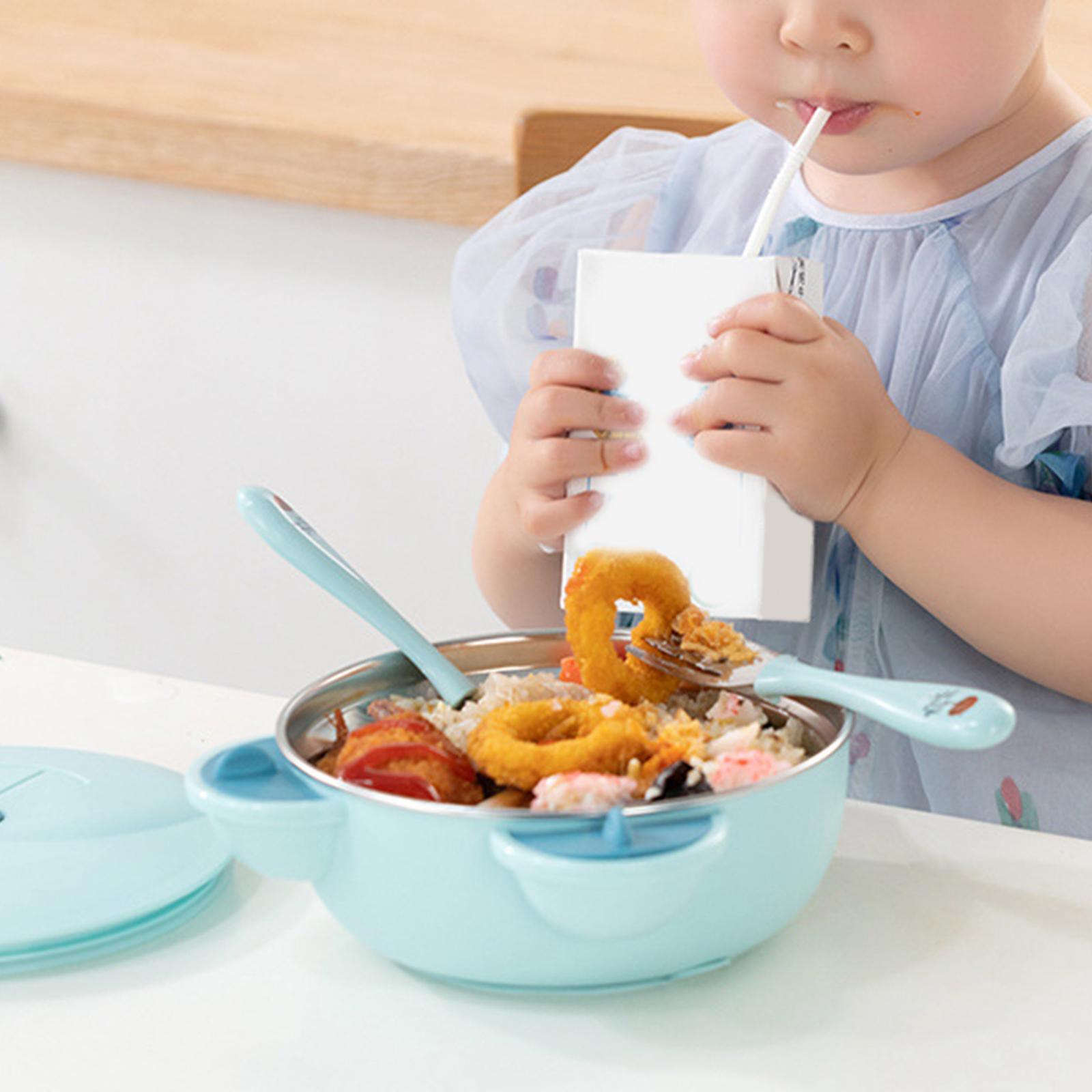 Children Cutlery Insulation Lunch Box Multi Compartment Bowl Kids Bento Box blue