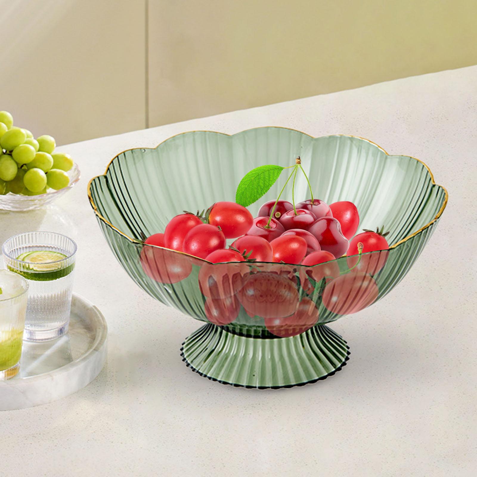Fruit Bowl Fruit Basket Removable Pedestal with Draining Holes Elegant Round Green