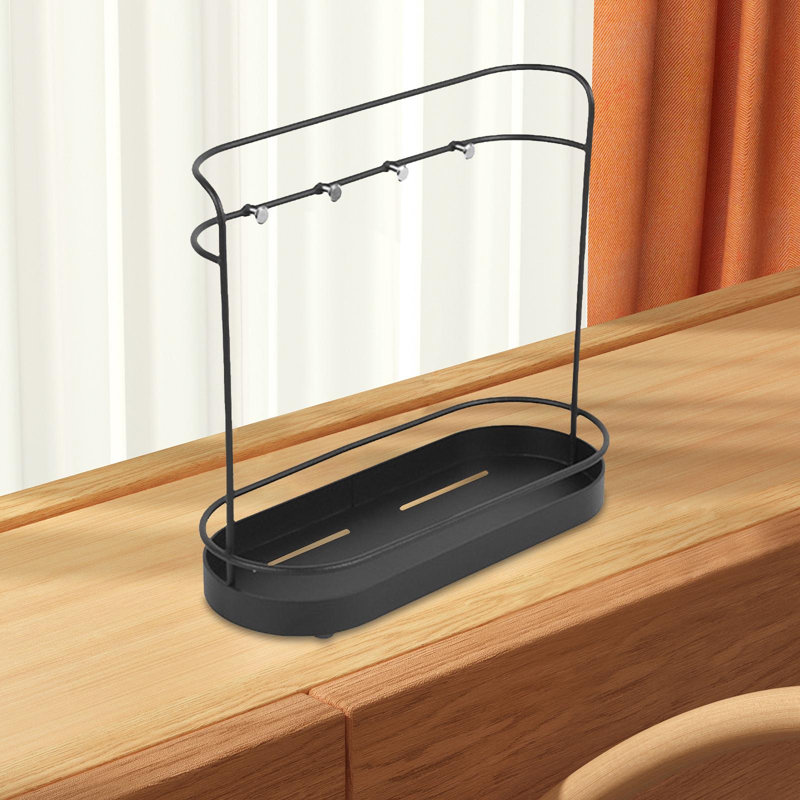 Entryway Key Holder Jewelry Organizer Rack for Countertop Farmhouse Bathroom Black