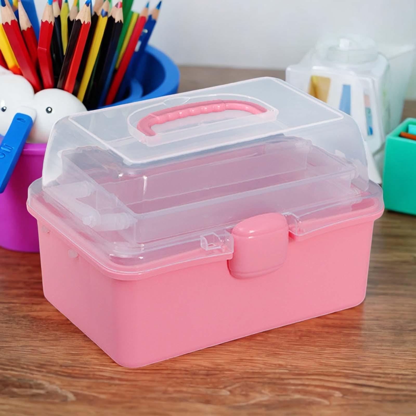 Organiser Storage Case Home Organization Multifunctional Clear Storage Boxes Pink