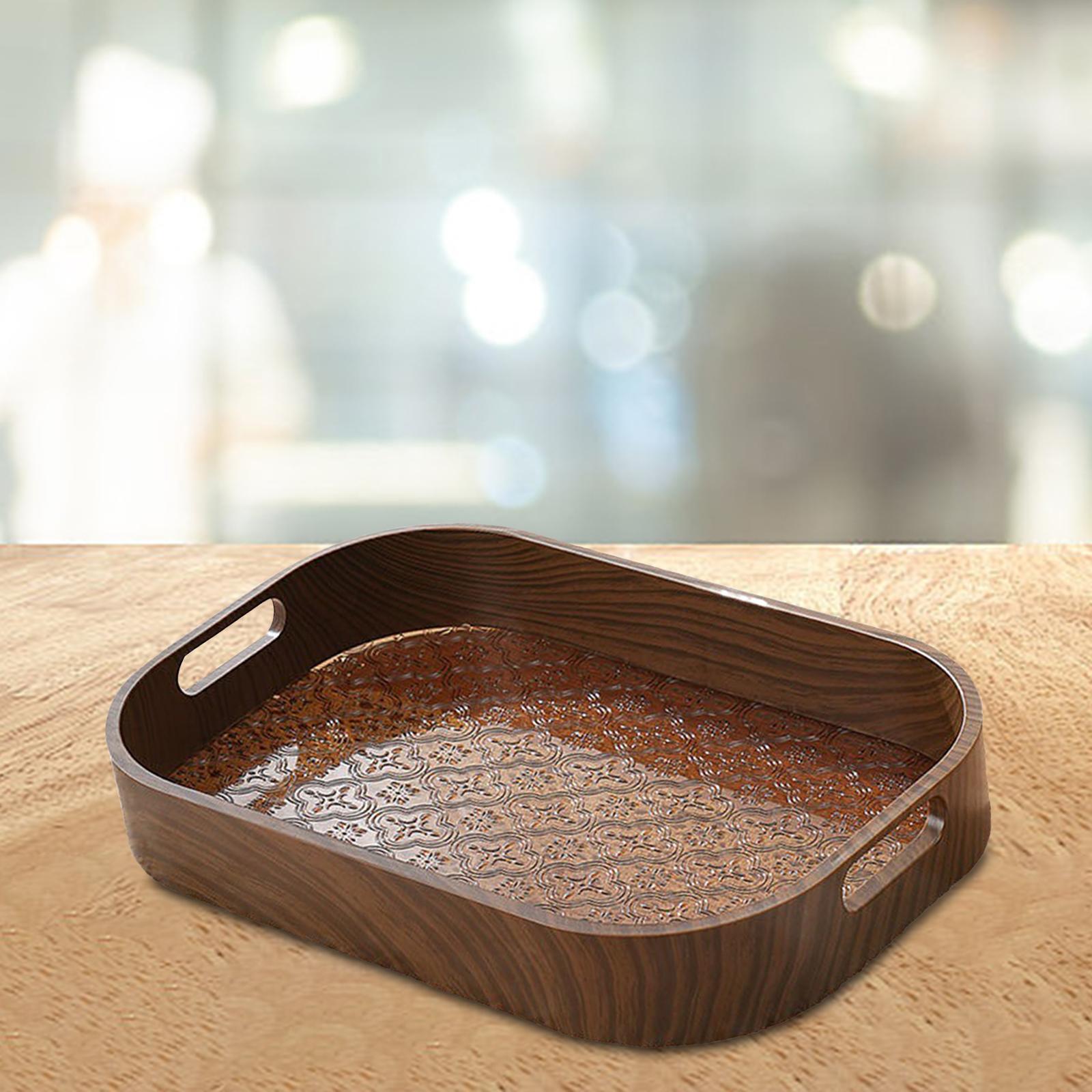 Multifunctional Serving Tray Sturdy Dinner Trays for Pantry Bathroom Kitchen Brown