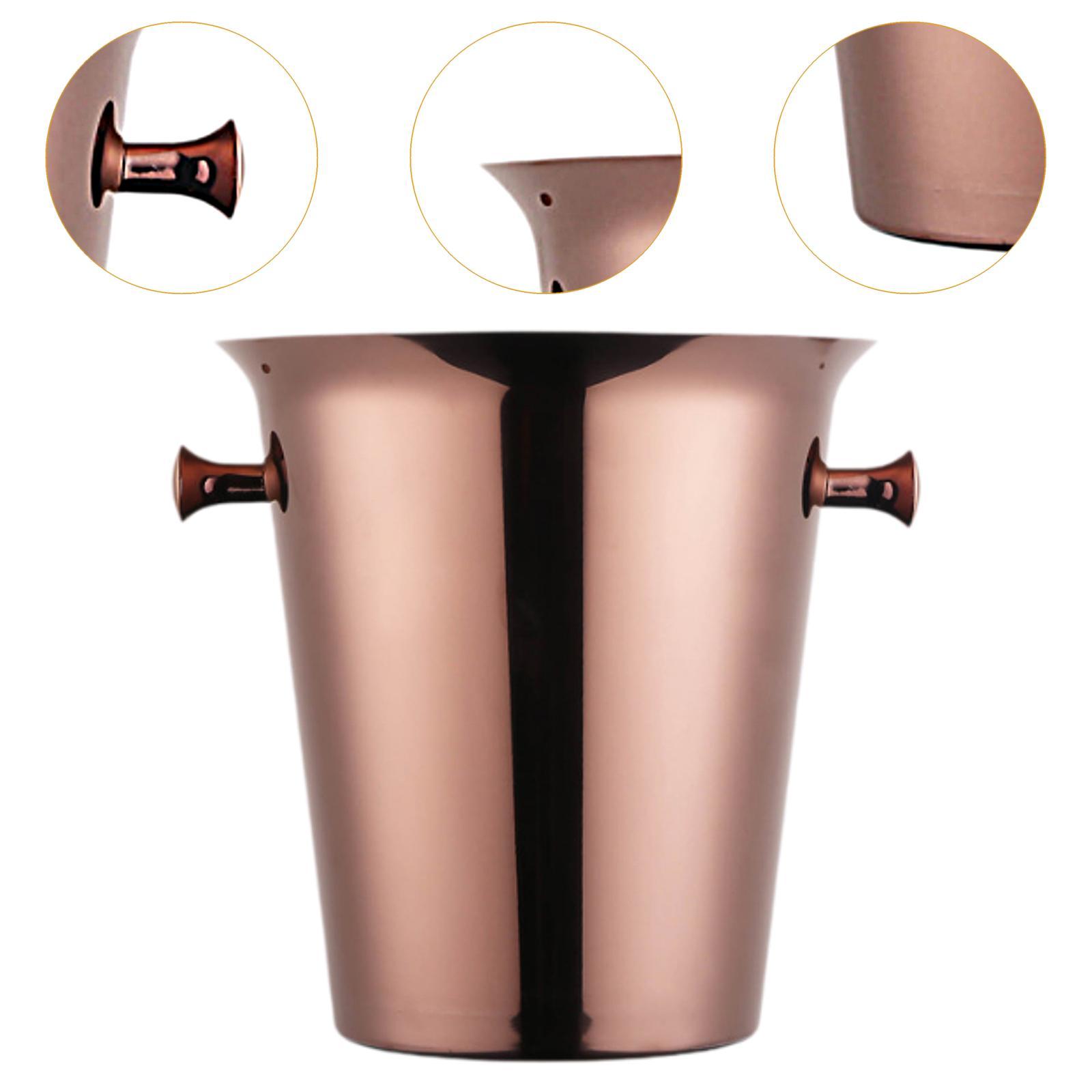 Wine Cooling Bucket 5L Stainless Steel Storage Tub for Pub Parties Restaurant Rose Gold