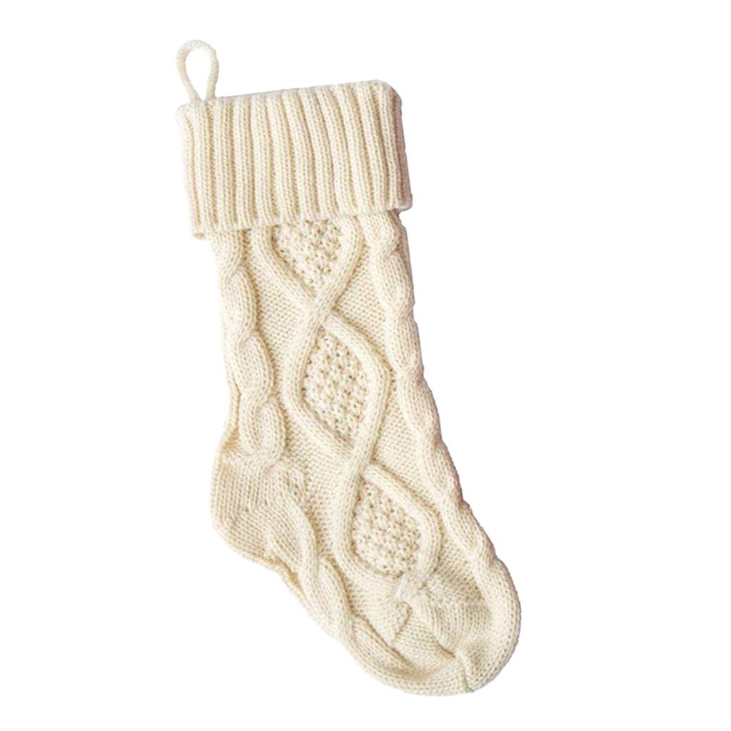 Kids Heavy Knit Christmas Gift Present Candy Socks Stocking Party White 46cm