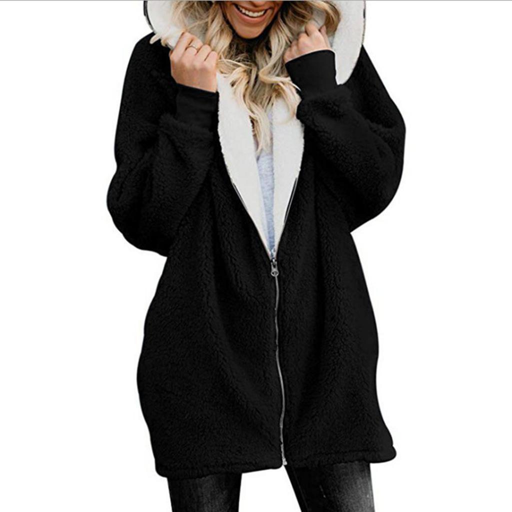 Women's Oversized Zip Up Hoodie Sherpa Warm Fleece Jacket Winter Coats ...
