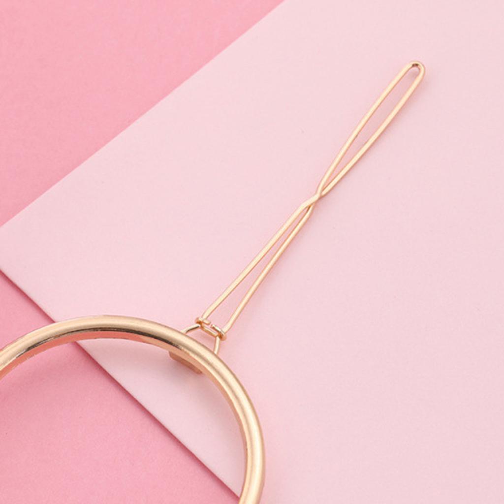 2xHollow Round Geometric Metal Hair Clip Ponytail Holder Hair Accessory Golden
