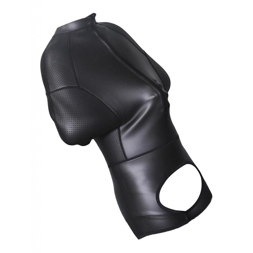 Mens PU Leather Jumpsuit Lingerie Leotard XL