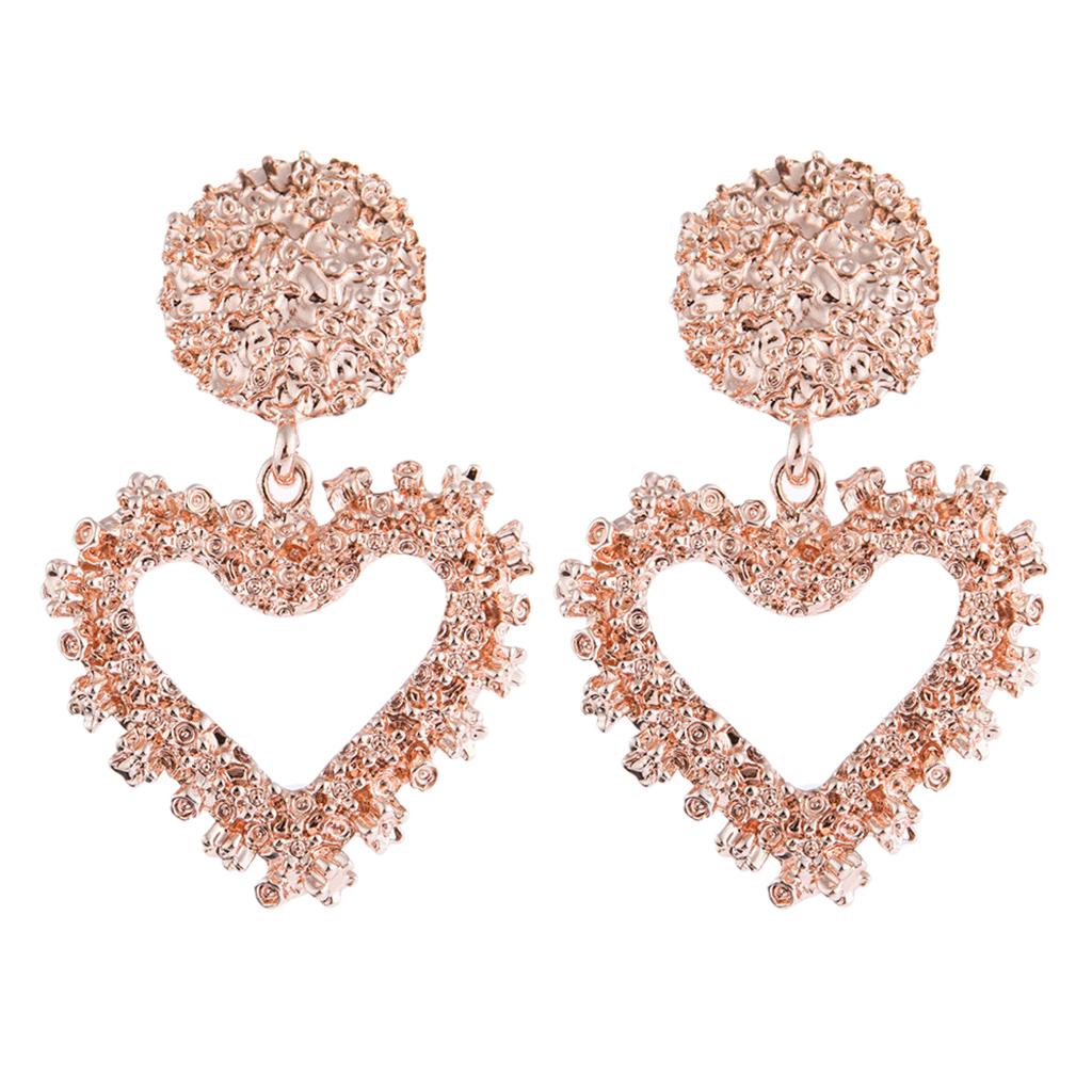 Fashion Love Heart Earrings Drop Ear Studs Charms Women Jewelry Rose Gold