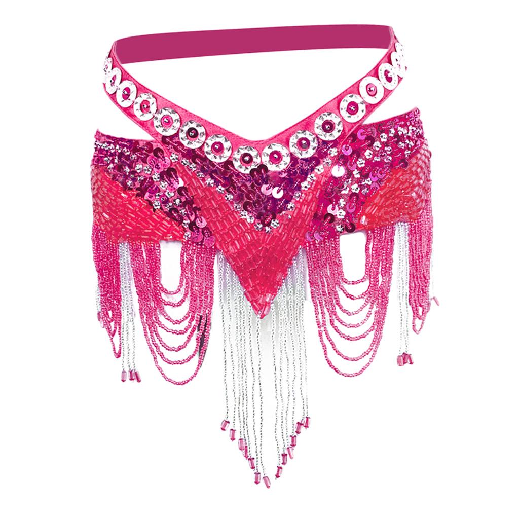 Belly Dance Waist Chain Belt Rose Red