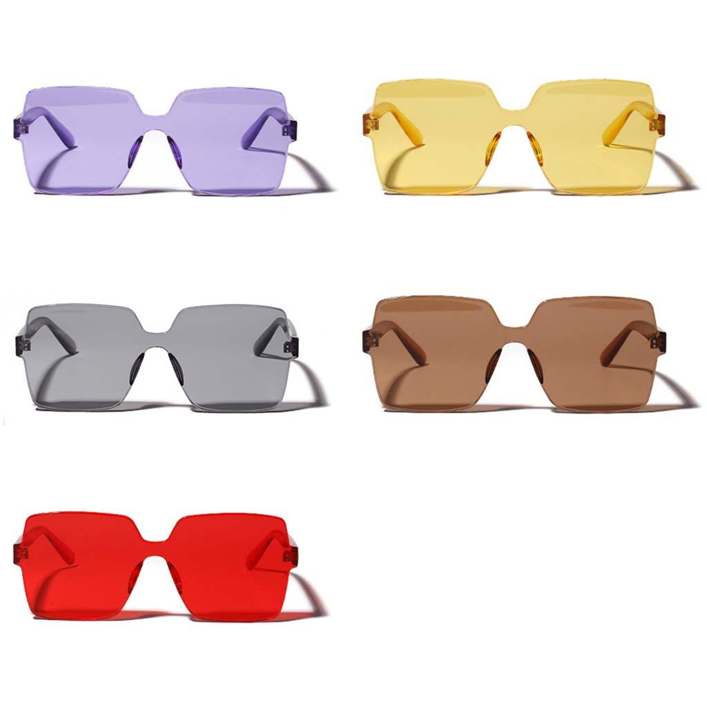 Women Rimless Square Sunglasses Retro Eyewear Sun Glasses Shades Red