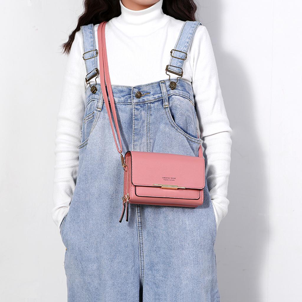 Women's Leather Crossbody Bag Shoulder Clutch Handbag Purse Pink