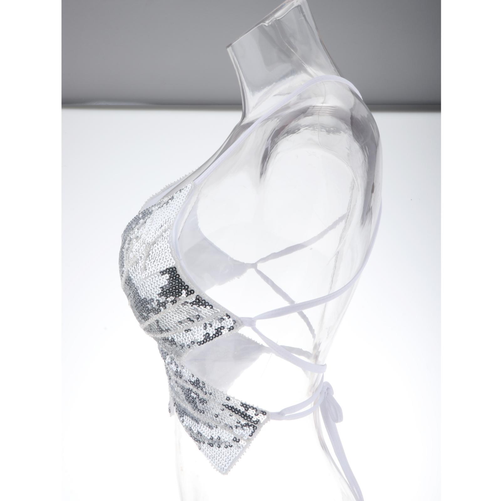 Belly Dance Bra Top Women Sequined Dance Costumes Butterfly Tops Silver