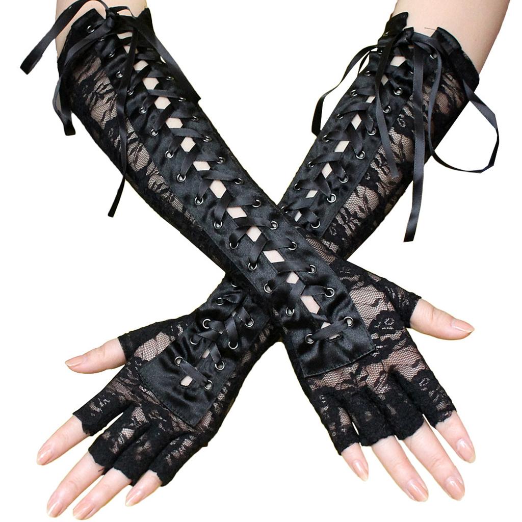 Lace Bandage Gloves Black
