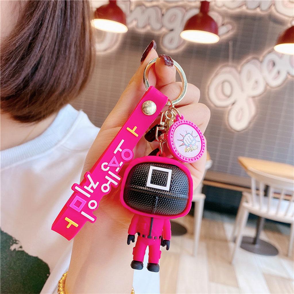 Squid Game Style Keychain Doll Mask Mini Backpack Pendant Square mask man