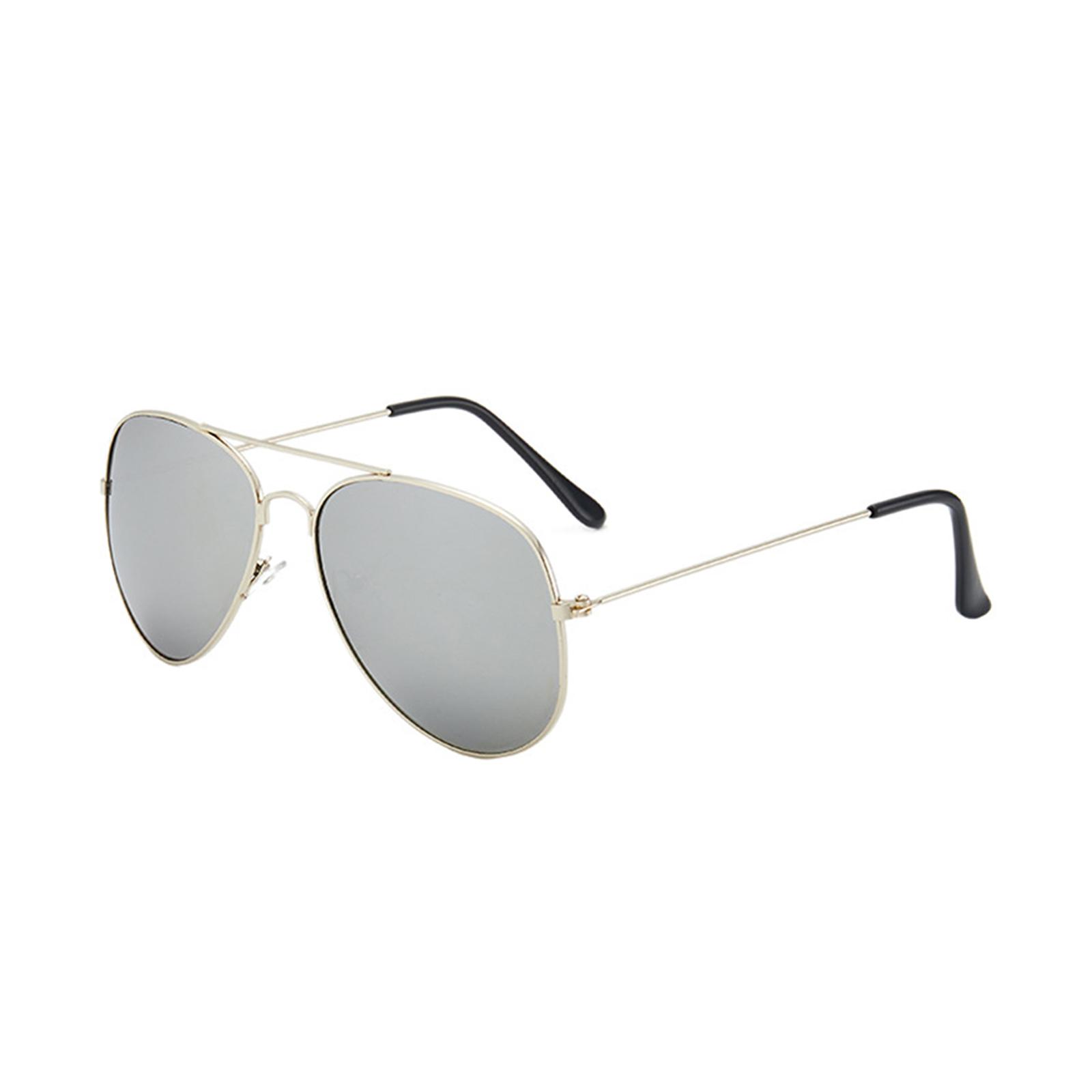 Fashion Sunglasses Men Women UV400 Big Oval Metal Frame  Silver frame white