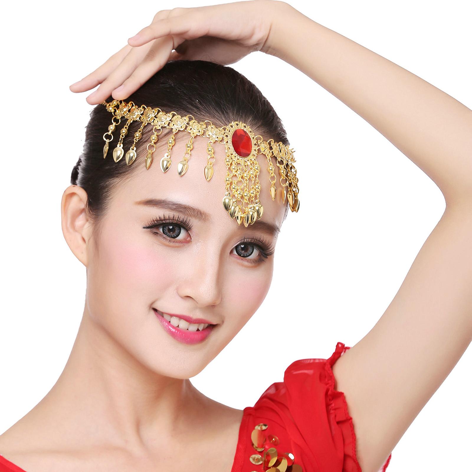 Belly Dance Indian Dancing Headband for Women Girls Red Golden