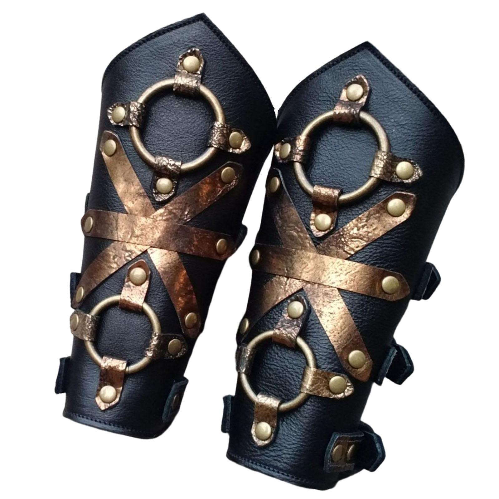 Medieval Steampunk Bracers Arm Wristband  for Steampunk Party  Black Golden 
