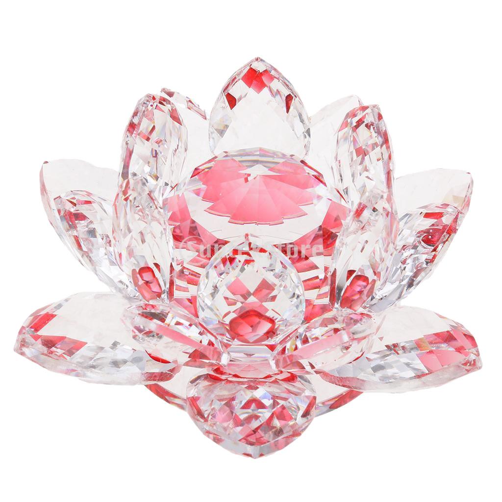 Large Crystal Lotus Flower Ornament with Gift Box, Feng Shui Decor ...