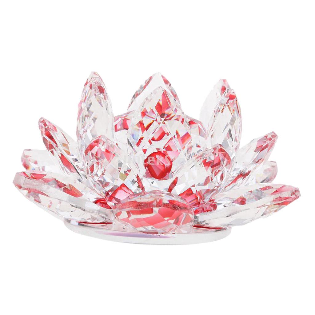 Large Crystal Lotus Flower Ornament with Gift Box, Feng Shui Decor