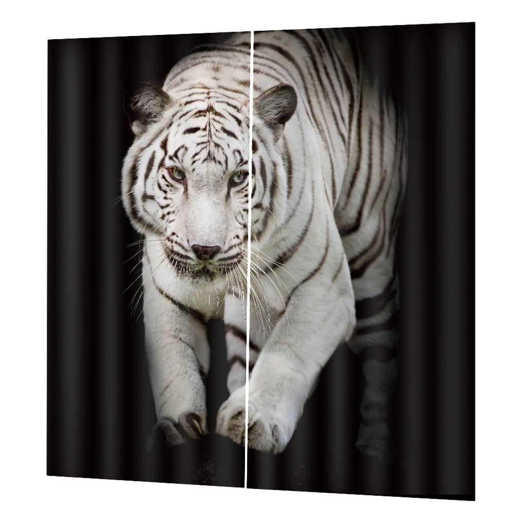 2 Panels Set Teen Animal Decor 3D-Druck Fenster Vorhang Vorhänge Tiger 