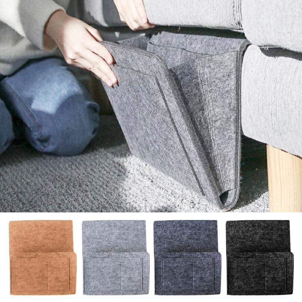 2xSofa Desk Bedside Organizer Pocket Armrest Storage Caddy Bag Light Gray