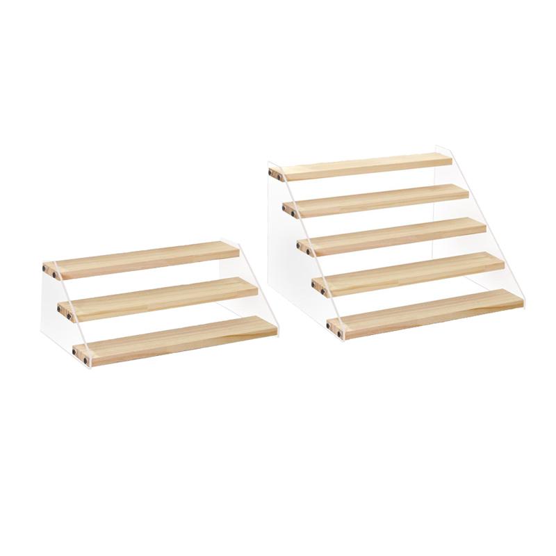 2x3-Tier Wood Display Rack Figure Model Counter Riser Stand Kitchen Organizer