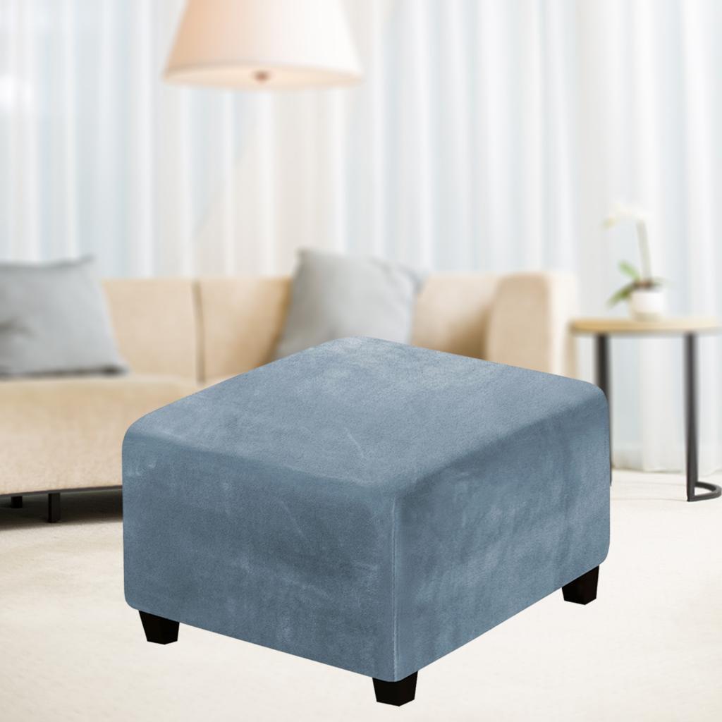 Square Slipcovers Stretch Elastic Pouffe Footstool Protect Single Seat Sofa Gray Blue