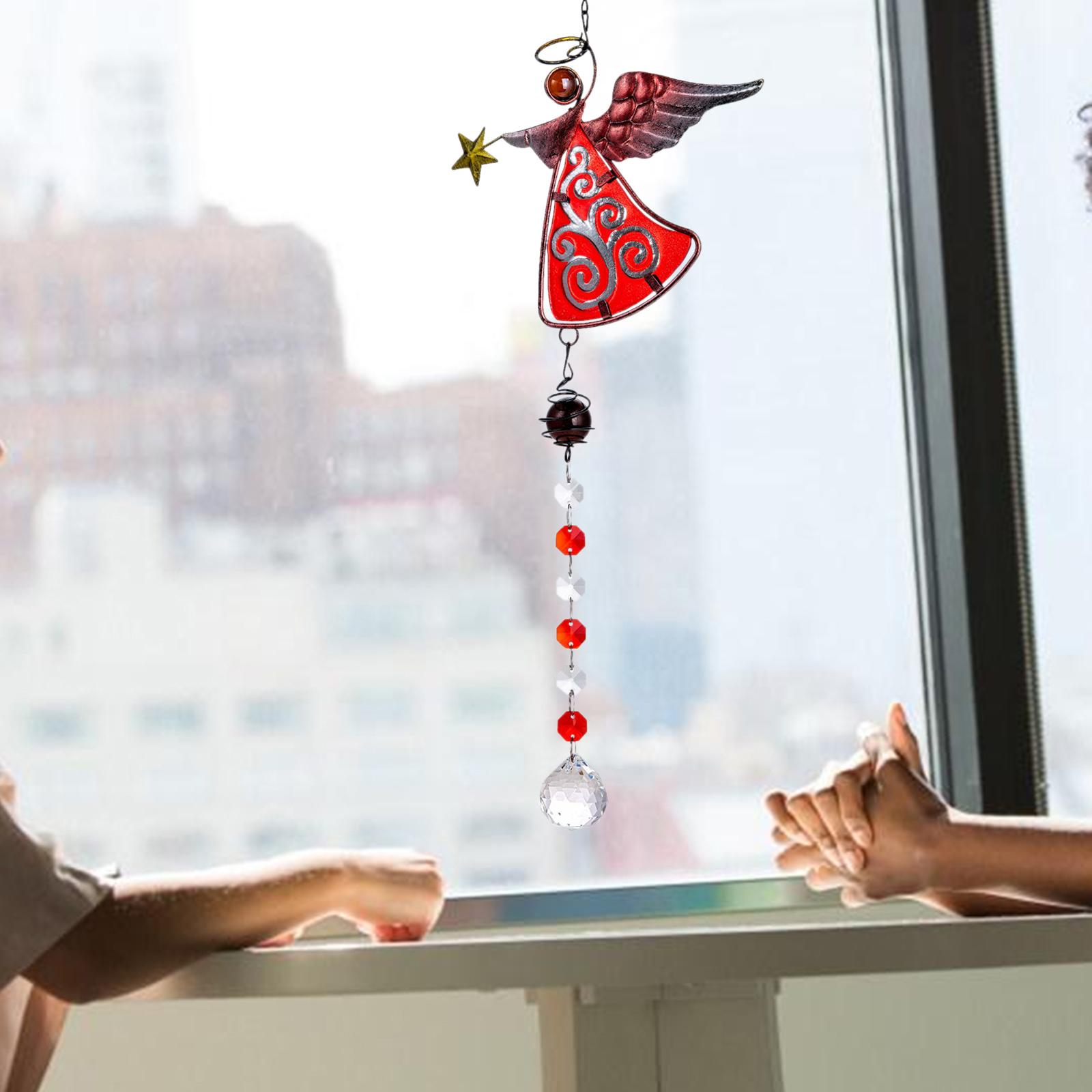 Crystal Suncatcher Rainbow Maker Angel Garden Window Pendant Car Patio Gifts red