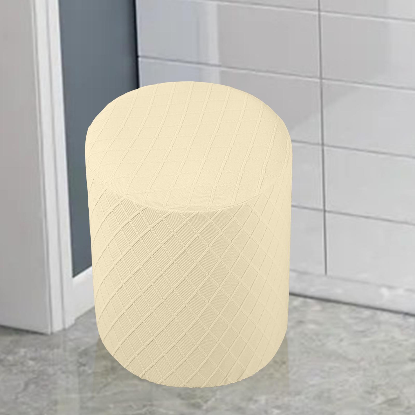 Round Stretch Ottoman Slipcovers Footrest Sofa Cover Foot Stool Covers Cream Yellow