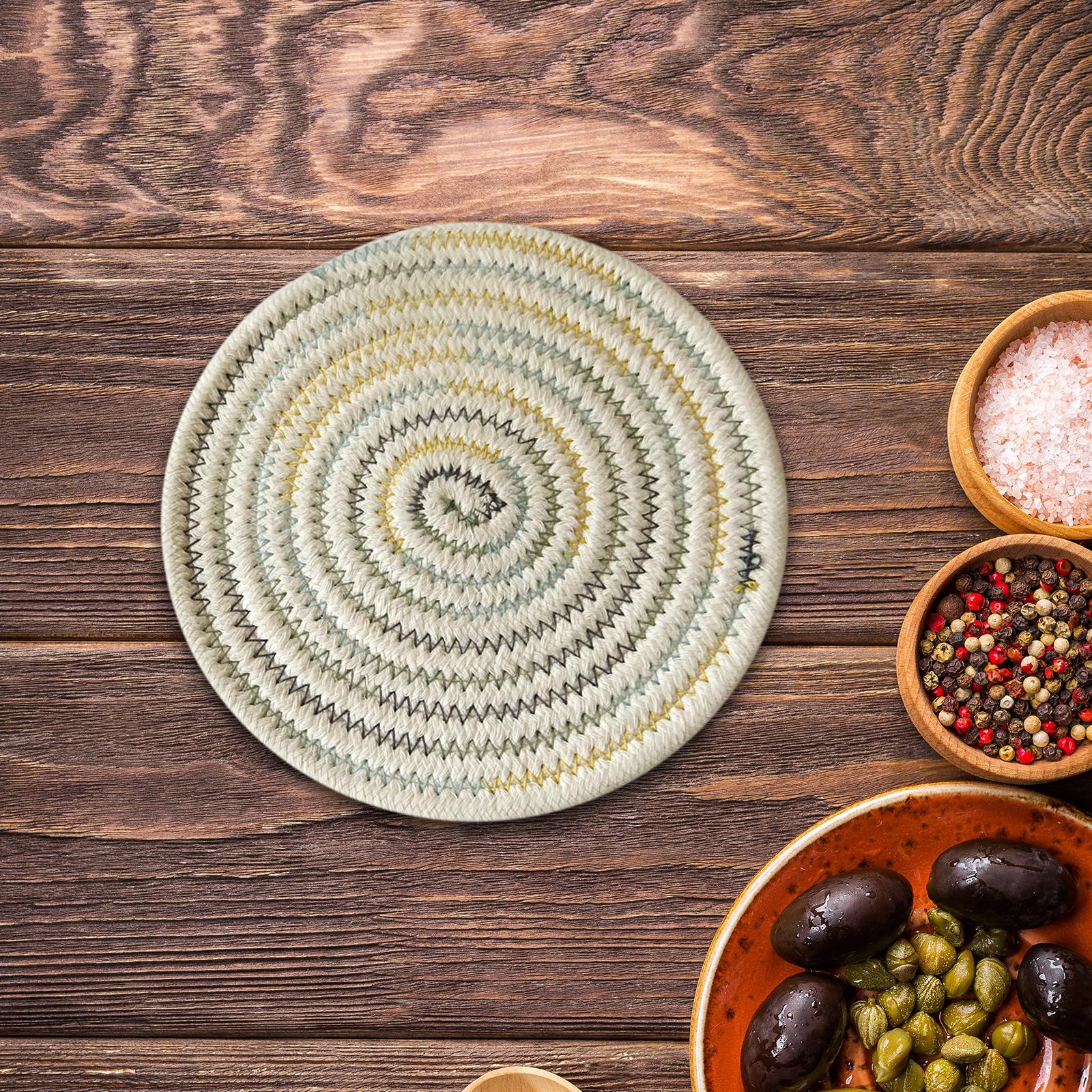 7in Braided Cotton Place Mat Heat Resistant Drink Coasters Insulation Pad