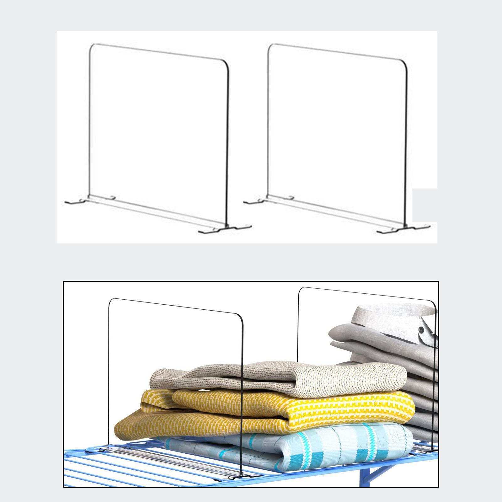 2x Shelf Dividers Clear Acrylic Divider Organizer for Bedroom Closet Kitchen