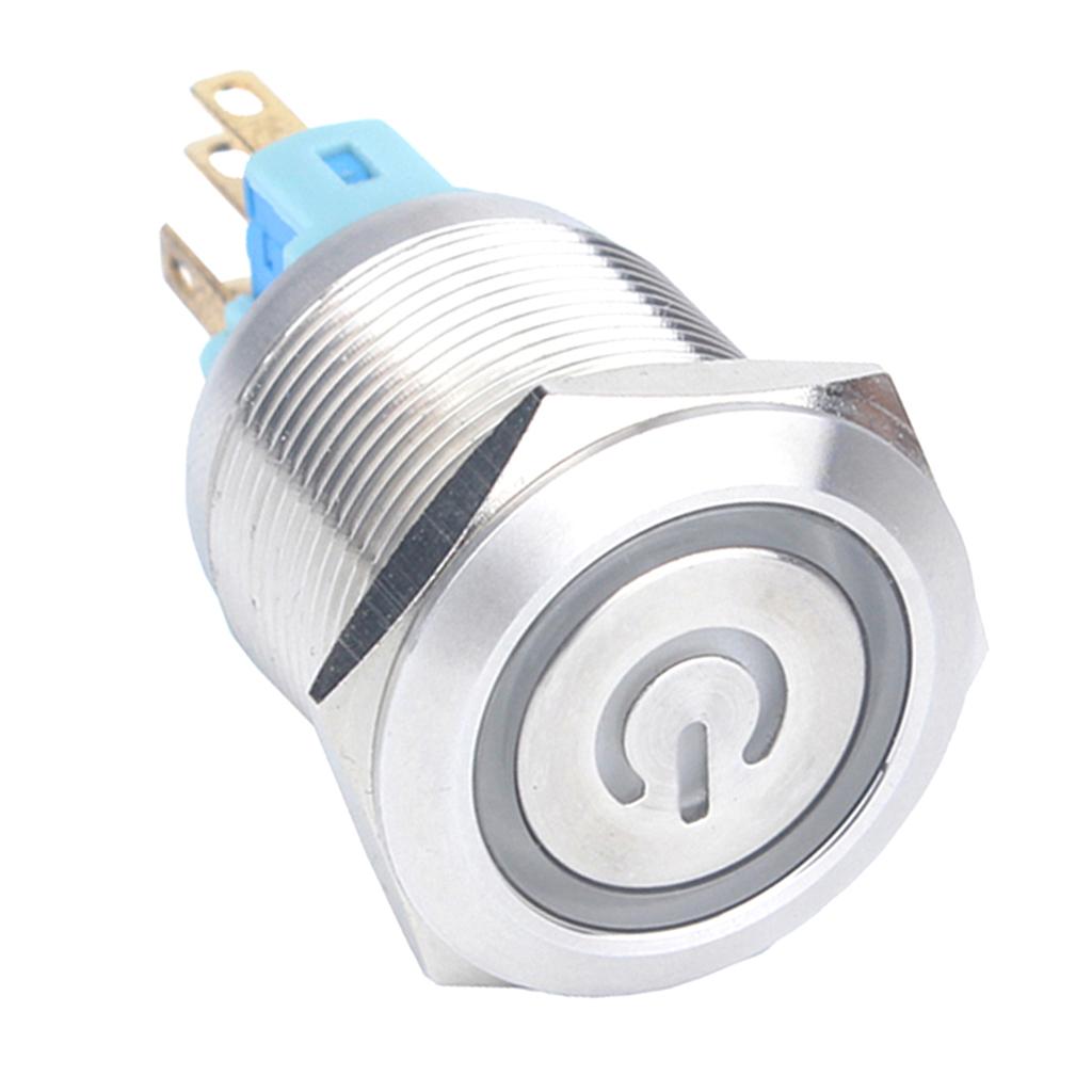 22mm Momentary Push Button Switch On Off Stainless Steel with 12V LED Angel Eye Head with Wire Socket Plug Self-reset