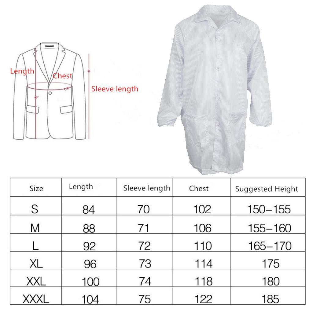 2xUnisex ESD-Safe Anti-Static Premium Lab Jacket Coat Clothing White XL